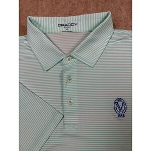 B. Draddy Sport Polo Mens XL Green White Striped Short Sleeve Golf Shirt JE12885